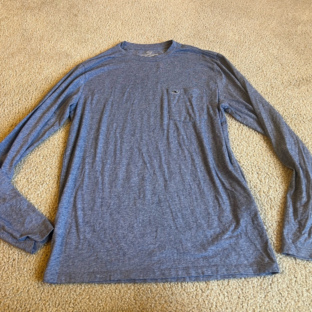 Vineyard Vines Heather Blue Long Sleeve Tee